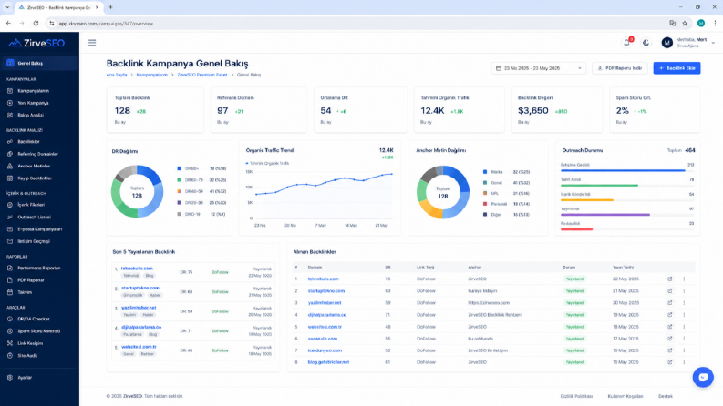 ZirveSEO – Backlink Kampanya Yönetim Paneli