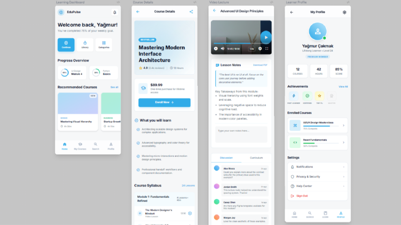 Online Eğitim & Kurs Uygulaması - UI/UX Tasarımı