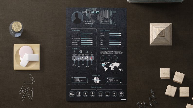 CV / Portfolio - Black & Blue Theme (Page 2/2)