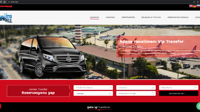 Vip Taşımacılık web sitesi