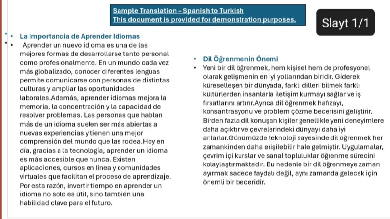 Traducción del español al turco 