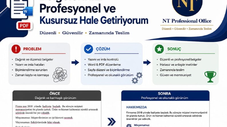 Belgelerinizi Profesyonel ve Kusursuz Hale Getiriyorum