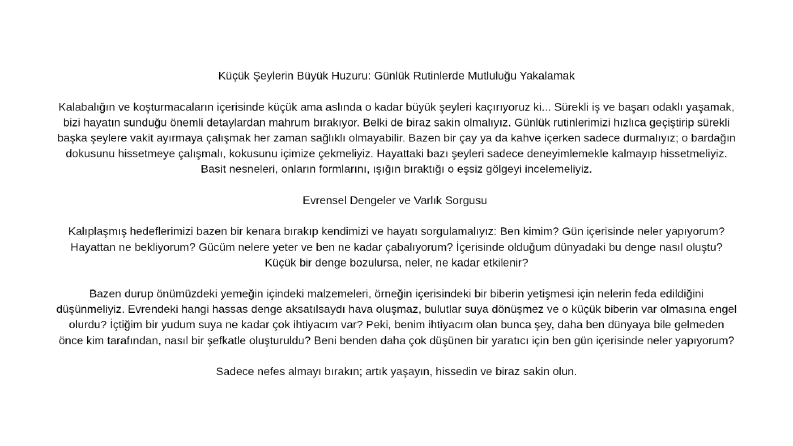 Küçük Şeylerin Büyük Huzuru: Günlük Rutinlerde Mutluluk