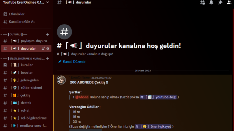 Discord - Örnek Topluluk Sunucusu