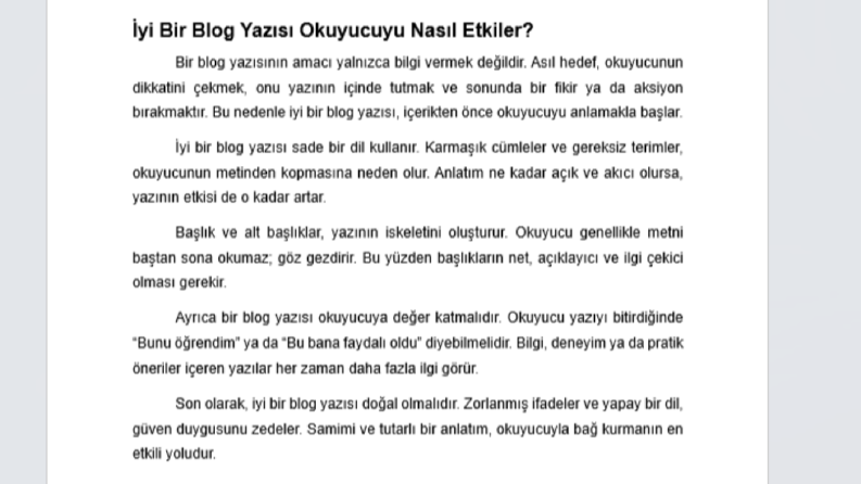Bilgilendirici ve Akıcı Blog Yazısı Örneği