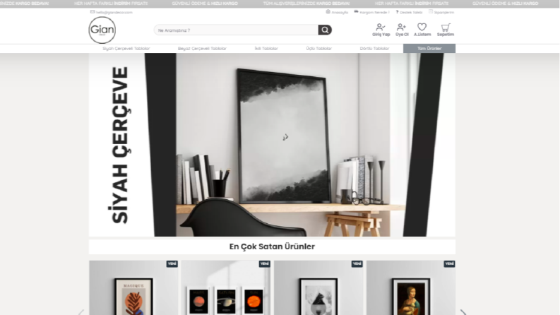 Gian Decor - Opencart E-ticaret Site Tasarımı
