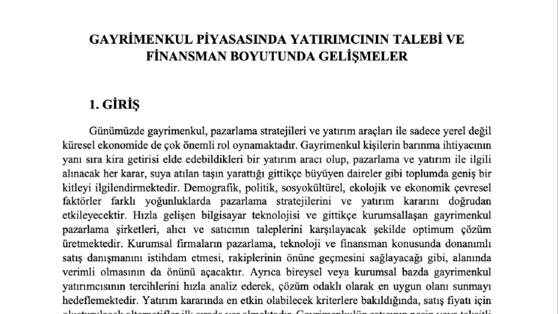 Gayrimenkul Piyasaları Kitap Bölümü