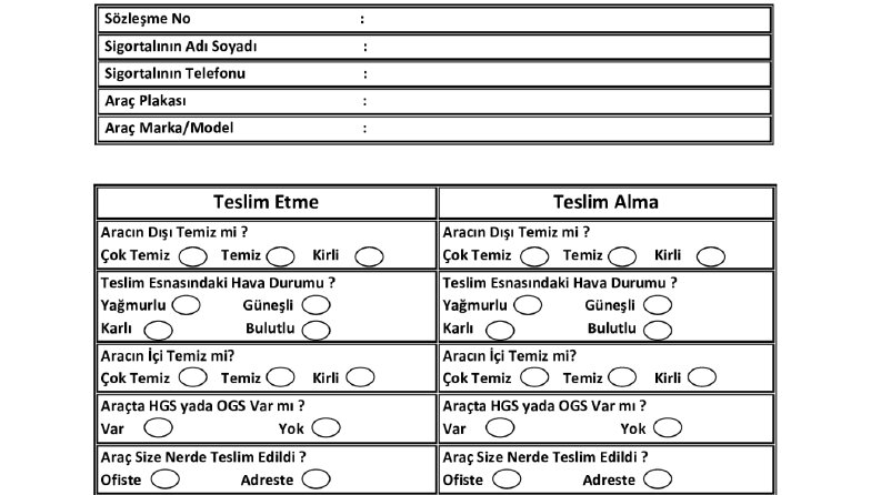Tarık Bey'in Oto Karavan Şirketi İçin Araç Teslim Tutanağı