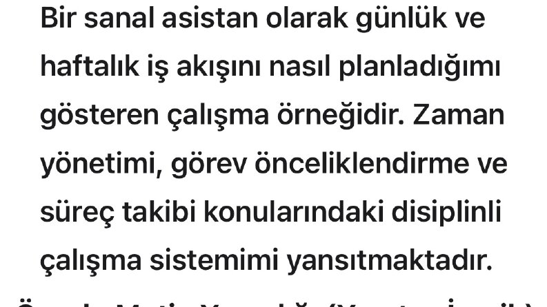 Haftalık operasyonel iş takip çizelgesi