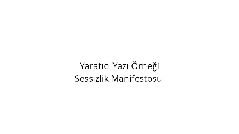 Sessizlik Manifestosu