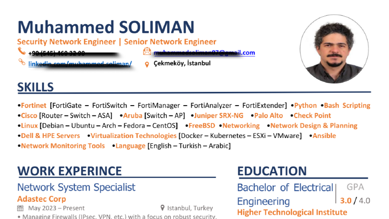 Teknoloji Alanında İngilizce CV