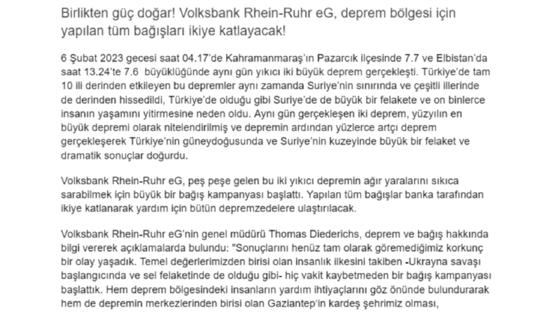 Bağış Kampanyası için Basın Bülteni