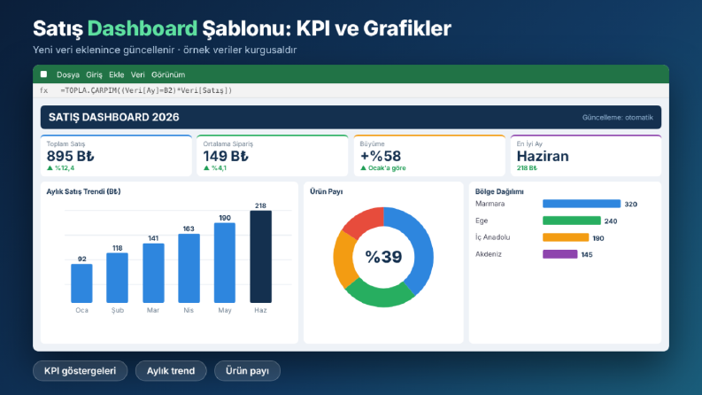 Excel Satış Dashboard Şablonu: KPI ve Grafikler