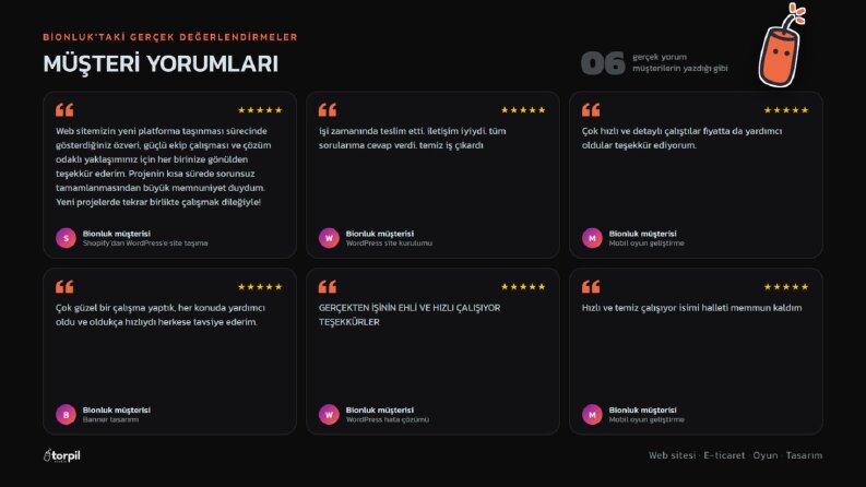 Müşteri Yorumları | Web, Oyun ve Tasarım İşleri
