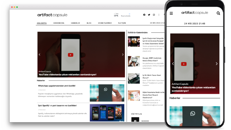 Artifact Capsule Blog Sitesi Tasarımı