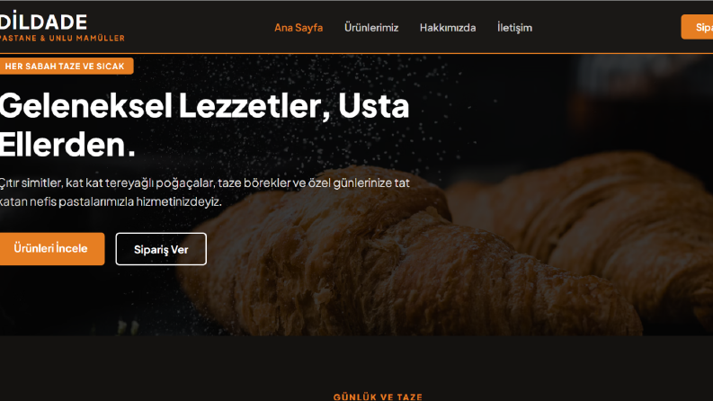 PASTANE İŞLETMEMİZE KURULAN HTML İL KODLANAN ÖRNEK SİTEMİZ