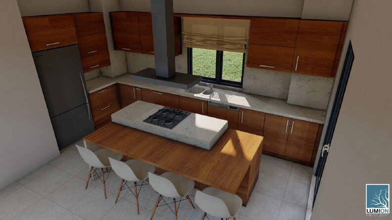 Villa için mutfak tasarımı ve render