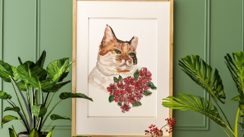 Cat in flowers