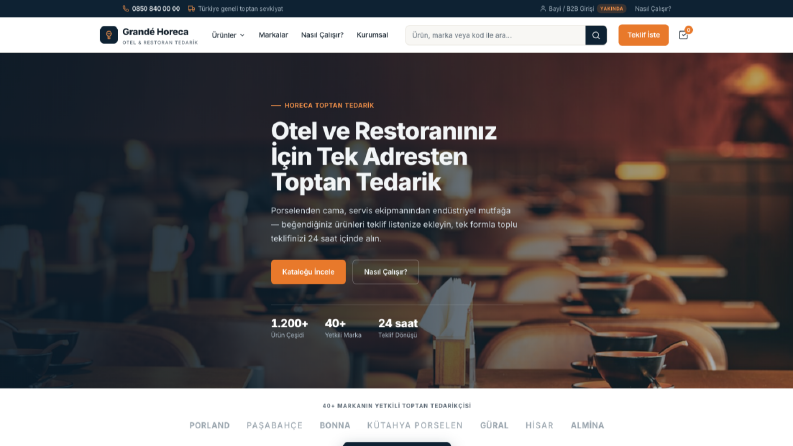 Grandé Horeca - B2B Toptan Tedarik Sitesi Demo