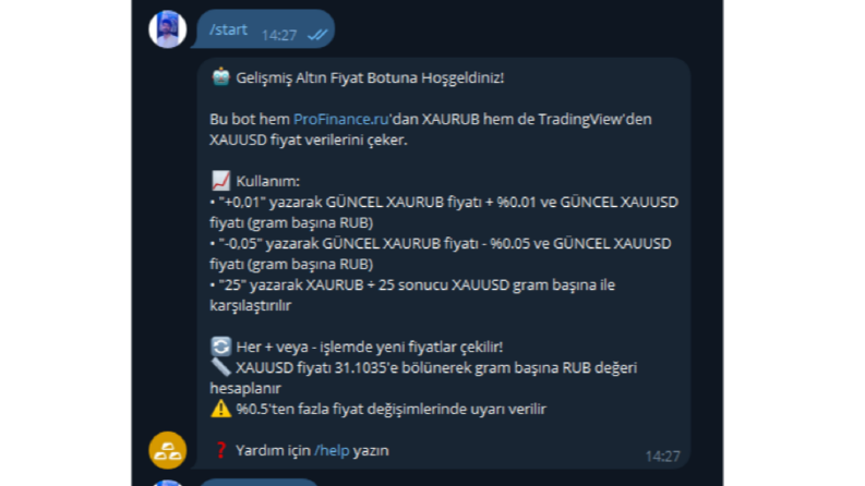 Finansal Veri Çekme ve Hesaplama Botu | Python+ API+Telegram