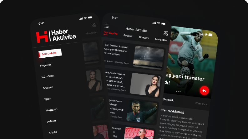 Haber Aktivite - Haber Platformu Mobile App UI/UX Tasarımı