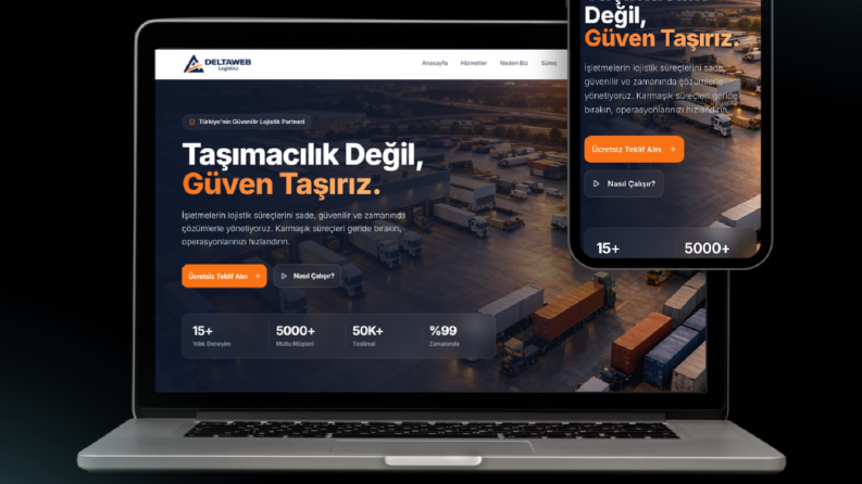 Lojistik firmaları için modern ve kurumsal web sitesi.