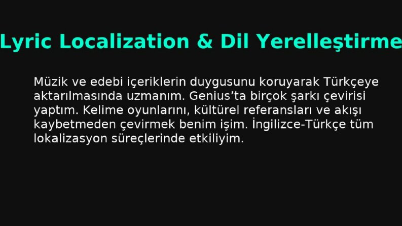 Şarkı Sözü Çevirisi ve Yerelleştirme