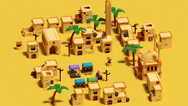 Voxel Art Oriental Village