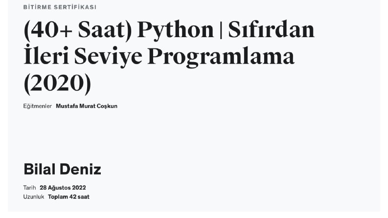 Udemy Kurs Sertifikası