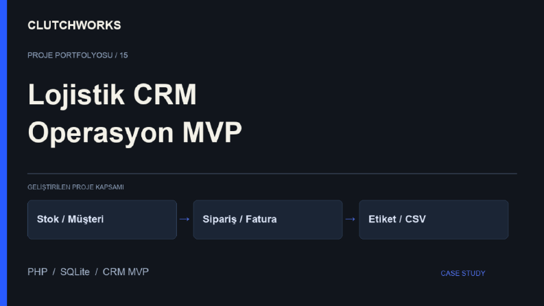 Lojistik | CRM ve Operasyon MVP