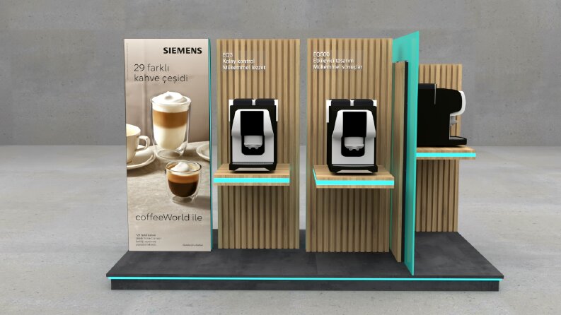 Siemens Kahve Makineleri İçin Yenilikçi Stant Tasarımı