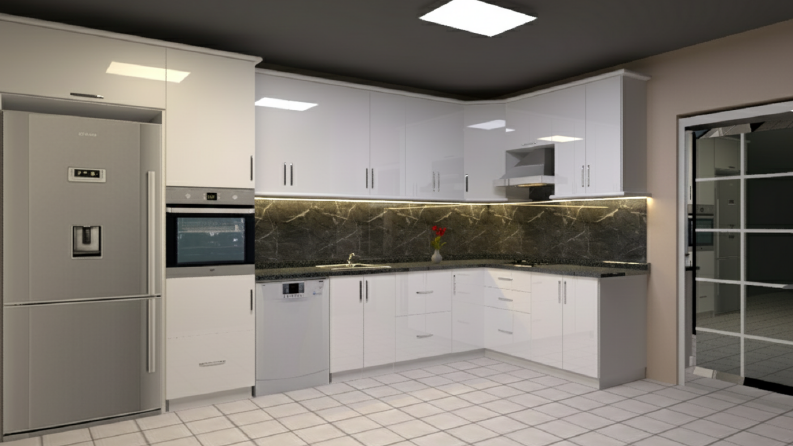 3D yüksek kalite mutfak çizimi