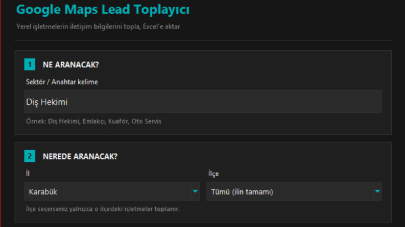 Google Maps Otomatik Lead ve Firma Bilgisi Toplayıcı