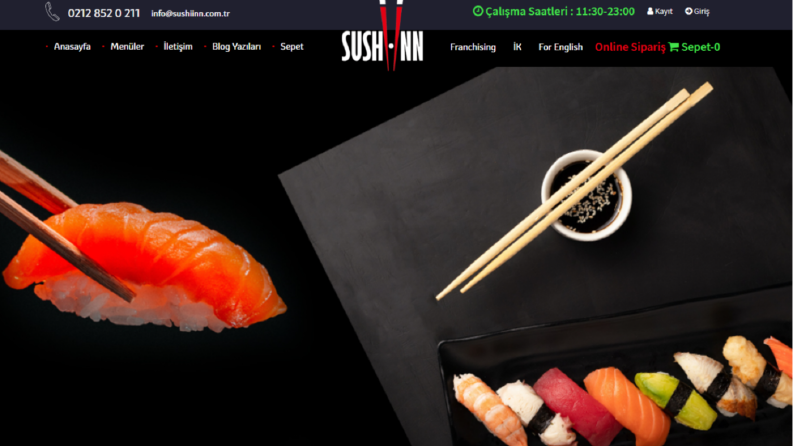 Sushiinn online sipariş özellikli site kodlanması