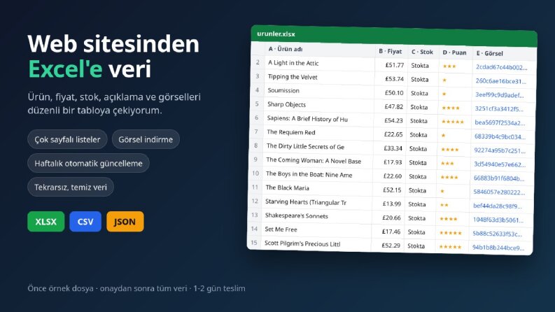 E-ticaret Sitesinden Ürün Verisi Çekme - Excel Teslim