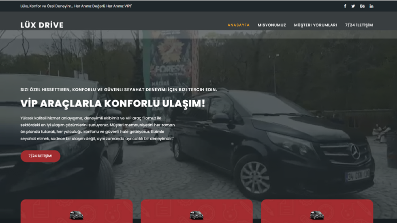 VIP taşımacılık hizmeti sunan firmanız için şık ve işlevsel 