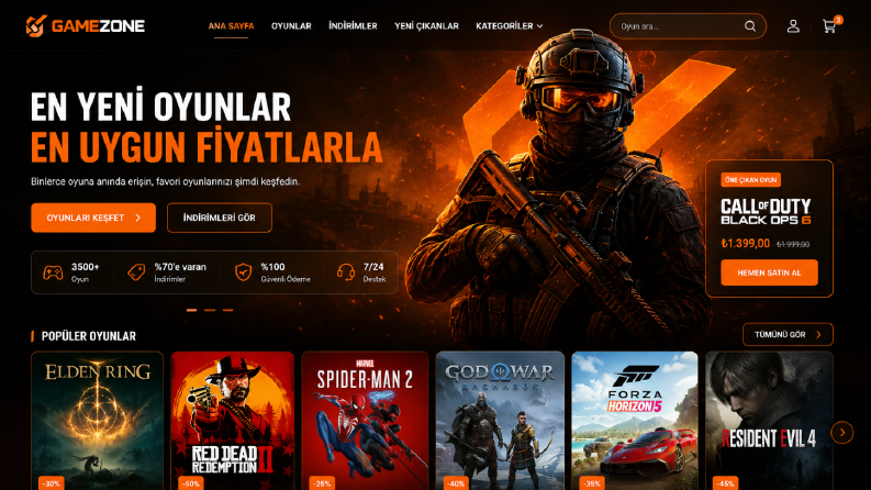 GameZone Satış Sitesi