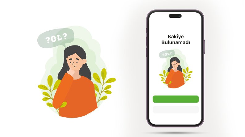 Bakiye bulunamadı ekranı için illüstrasyon çalışması