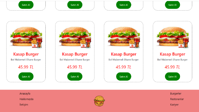Burger Yiyelim - Menü Sayfası 