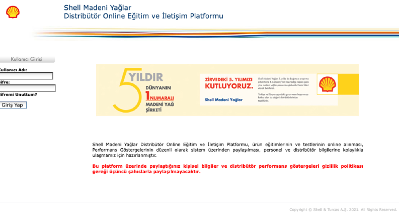 Shell Türkiye - Madeni Yağlar Eğitim ve Distribütör Portalı