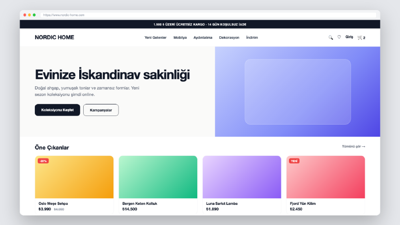 Nordic Home – Özel Kodlanmış E-Ticaret Sitesi (Konsept)