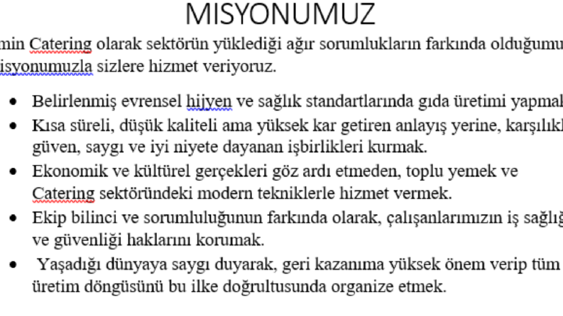 Hakında, vizyonumuz ve misyonumuz yazısı