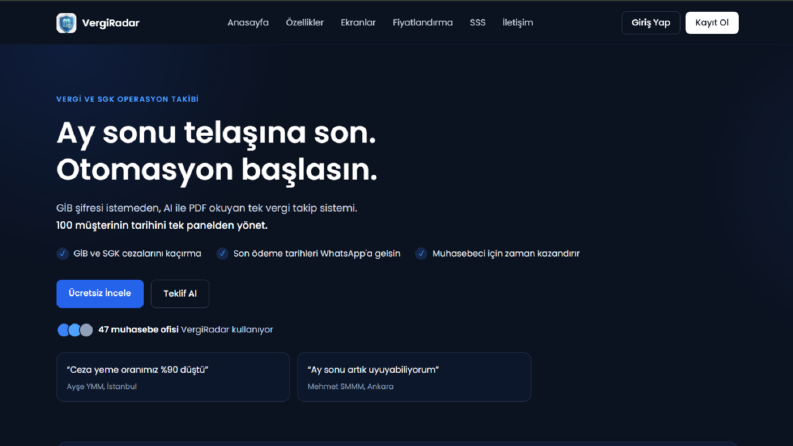 VergiRadar - Muhasebeciler için AI Destekli Vergi & SGK Taki