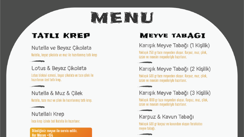 Bi slice Menü Tasarımı