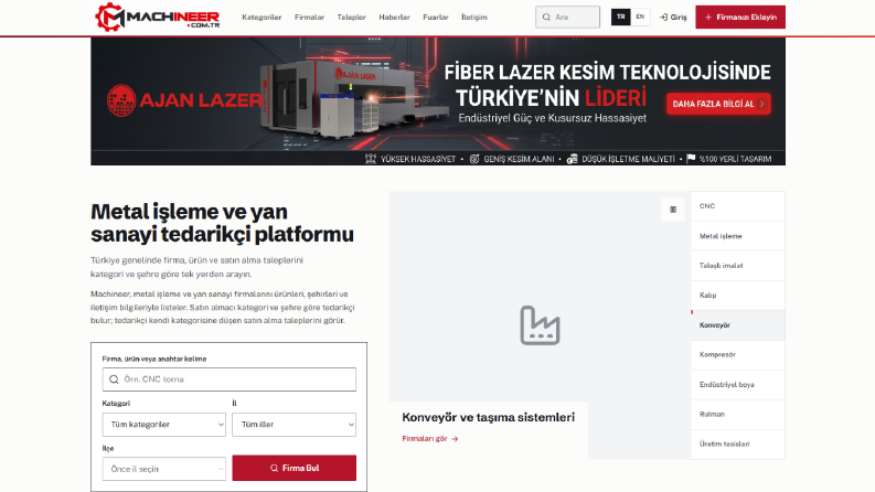 MACHINEER - B2B Tedarikçi Platformu