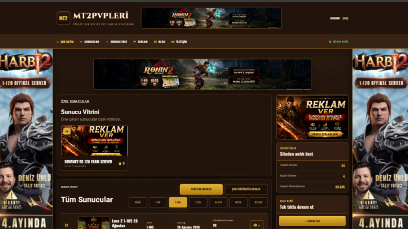 Mt2 pvp server tanıtım sitesi