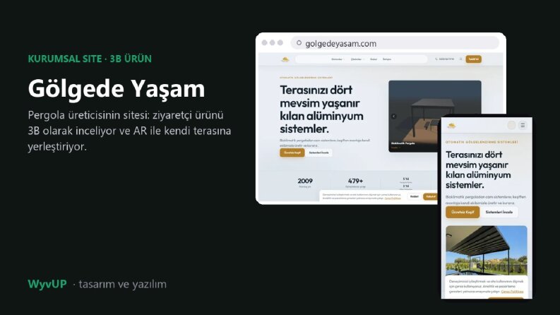 Gölgede Yaşam - 3B Ürün Gösterimli Kurumsal Site
