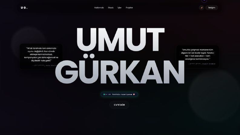 alesta.dev için Modern ve Hızlı Portfolyo Web Sitesi