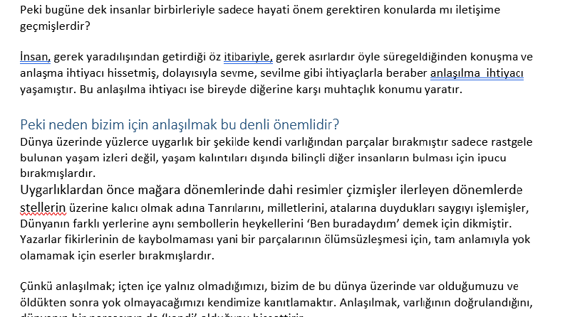 Konuşmanın Gerekliliği ve Anlaşılma Üzerine
