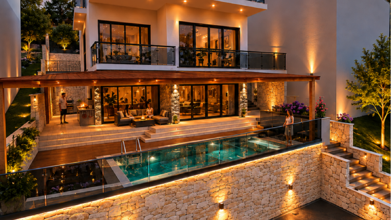 Villa Modelleme - Havuz ve Pergola Tasarımı